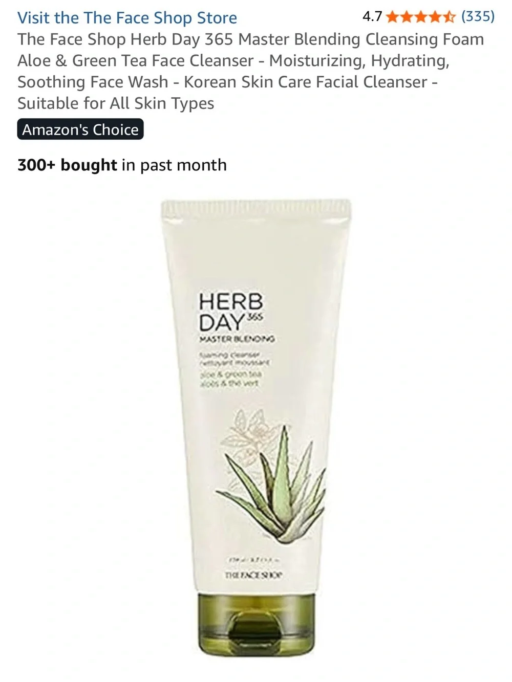 Herb Day 365 Aloe & Green Tea Foaming Cleanser  New 2 for $10